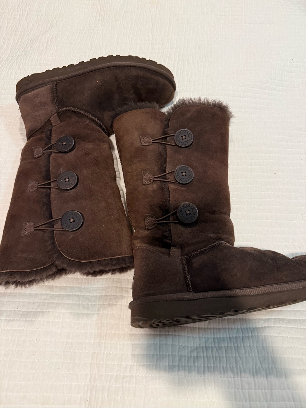 Ugg Women's Button-Detail Shearling Boots - Brown